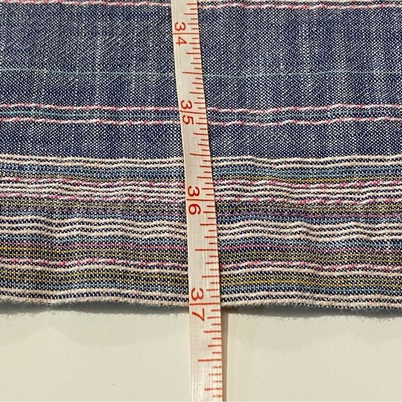 Talbots Striped Cotton Crochet Split Neck Embroidered Shift Dress With Pockets - Picture 11 of 16